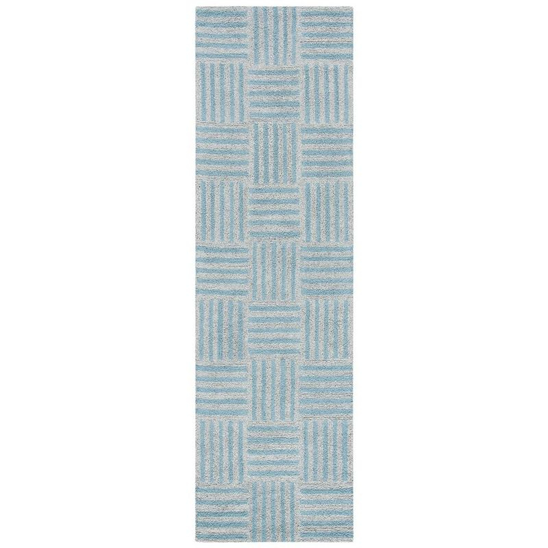 Abstract ABT602 Handmade Indoor Runner - Blue/Grey - 2'-3"x8' - Safavieh