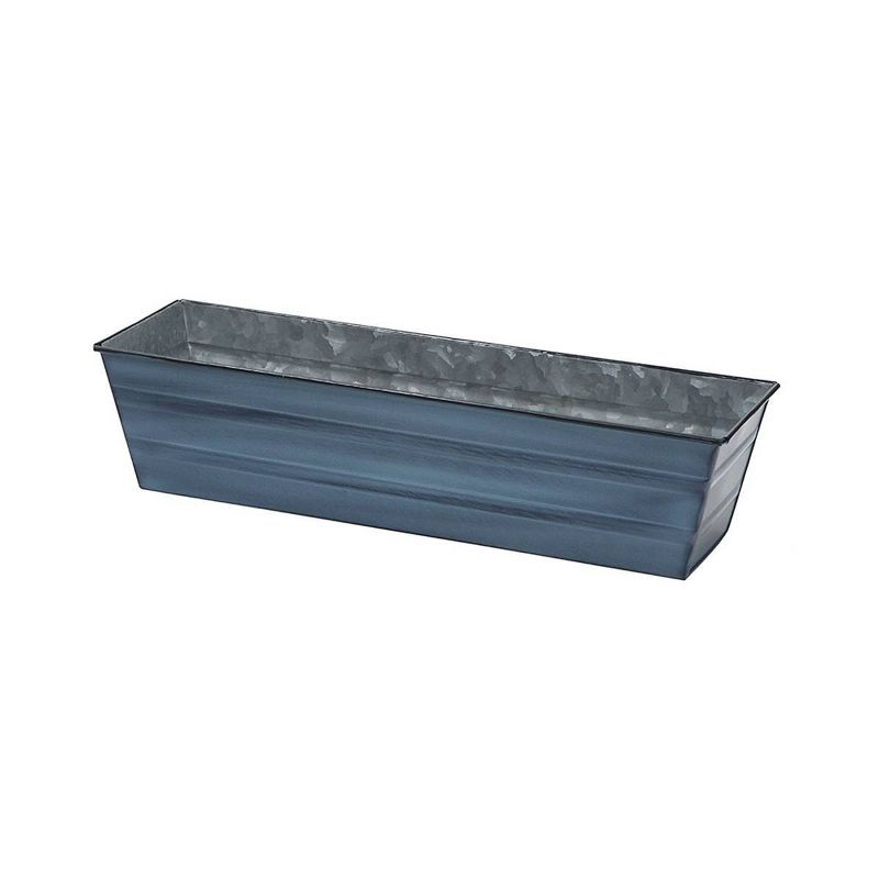 Small Galvanized Metal Rectangular Planter Box Blue - ACHLA Designs: Patina Finish, Urban Garden