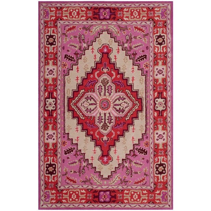Bellagio BLG545 Hand Tufted Area Rug - Red Pink/Ivory - 3'x5' - Safavieh..