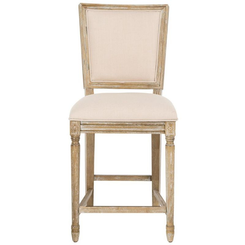 Buchanan Rectangle Counter Stool (Set of 2) - FOX6271 - Beige/Oak - Safavieh Couture