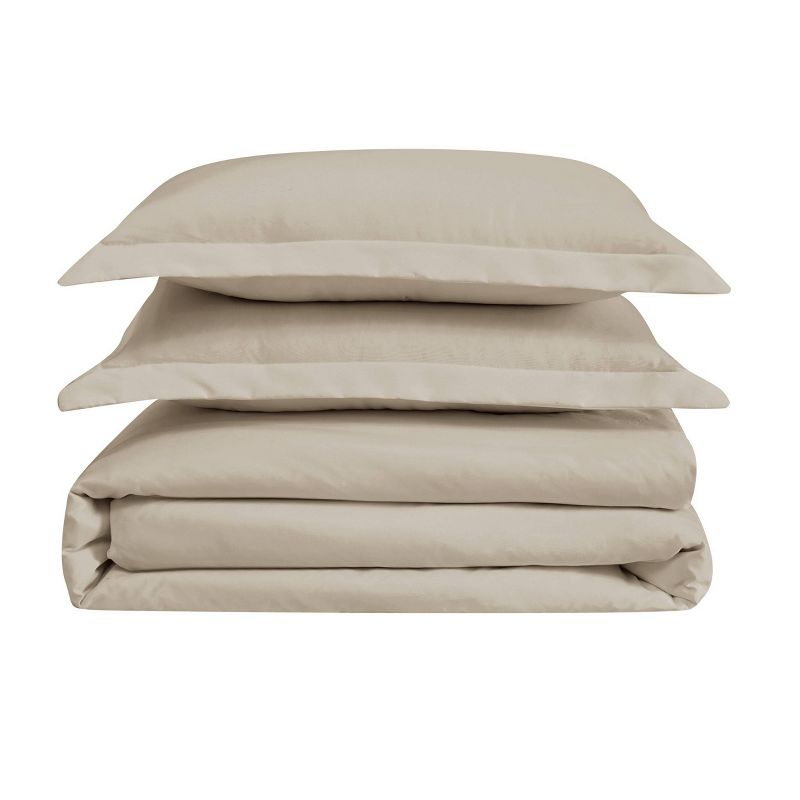 Full/Queen 3pc Heritage Solid Duvet Cover Set Khaki - Cannon: Polyester, Reversible, Button Closure