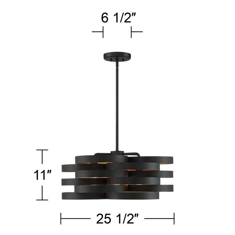 Possini Euro Design Zia Black Gold Chandelier 25 1/2" Wide Modern 6-Light Fixture for Dining Room House Foyer Kitchen Island Entryway Bedroom Home