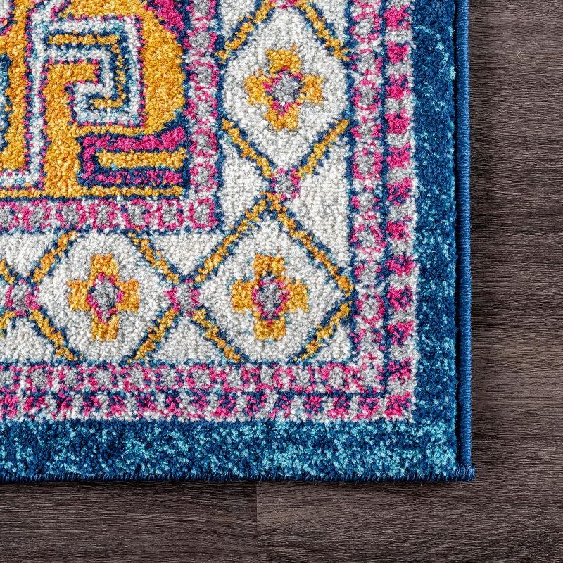 Nuloom Lorena Geometric 7x9 Indoor Area Rug for Living Room Bedroom Dining Room Kitchen, Navy/Orange