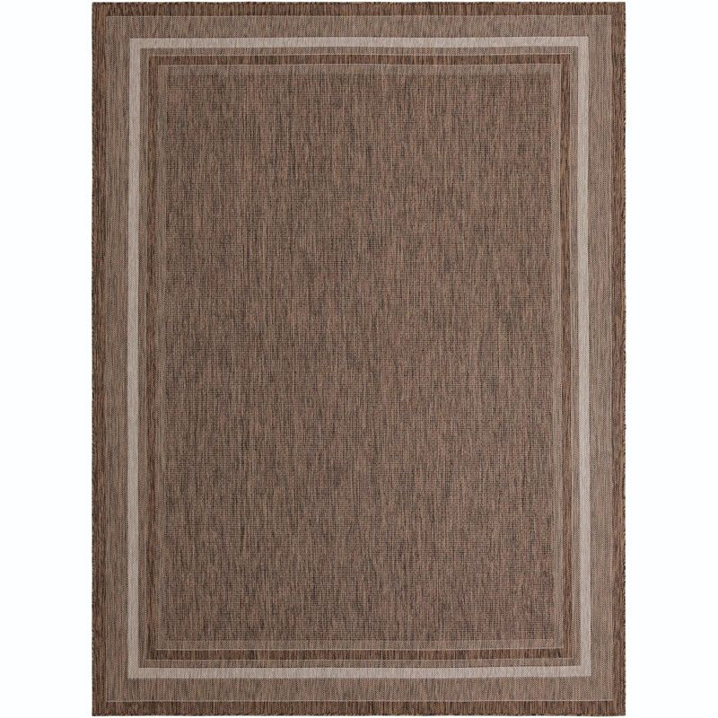 Unique Loom 9' 0 x 12' 0 Rectangle Indoor/Outdoor Border Brown Area Rug
