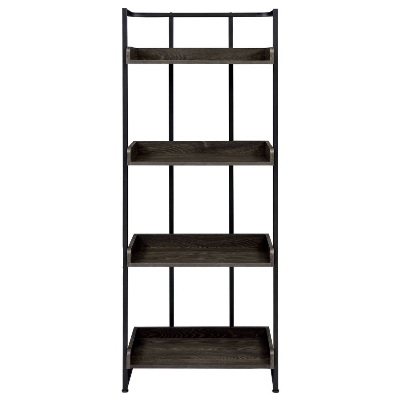 67.5" Ember 4 Shelf Bookcase Dark Oak - Coaster: Modern Industrial Style, Melamine Veneer, Rounded Base