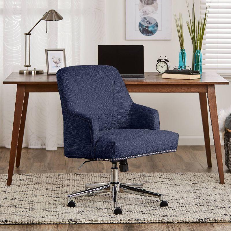Style Leighton Home Office Chair Sanctuary Blue - Serta: Swivel, Adjustable, Wood Frame, Fixed Arms