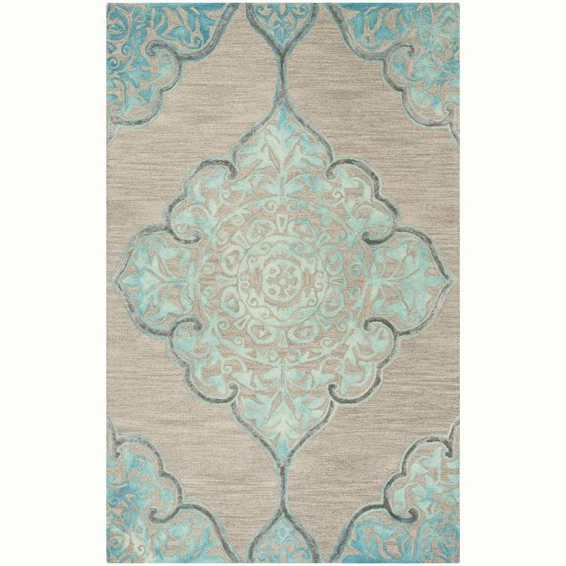 Dip Dye DDY510 Hand Tufted Indoor Area Rug - Grey/Turquoise - 6'x9' - Safavieh