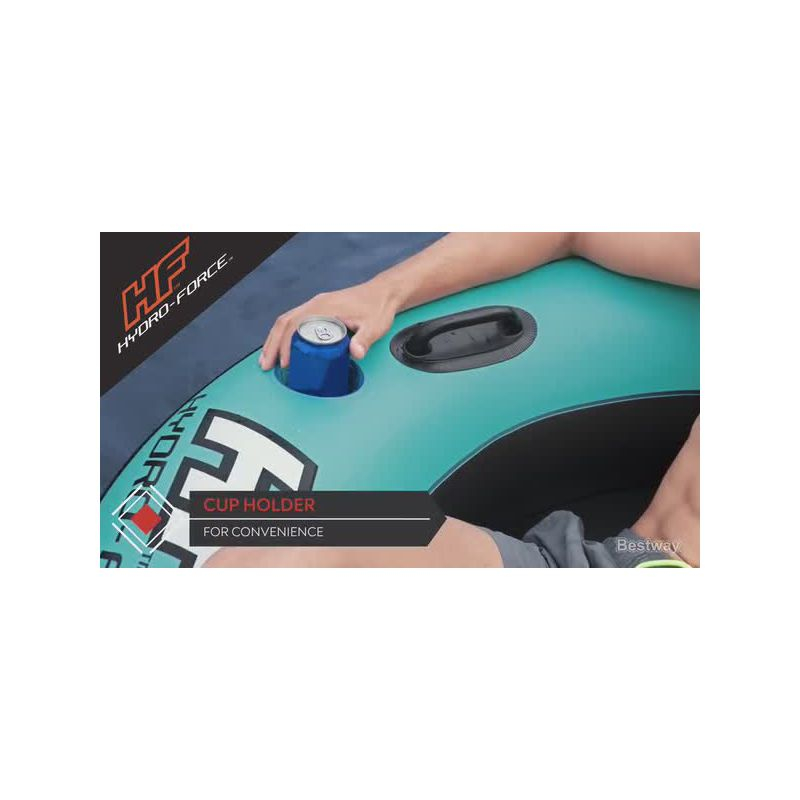 Bestway 43399E Hydro-Force Sunkissed Pool, Lake, River, Beach Inflatable PVC Clasp N Go Inner Tube Ring Float with Cup Holder, Orange and Yellow