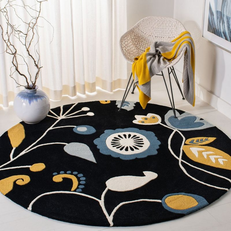 Soho SOH772 Hand Tufted Indoor Area Rug - Black/Multi - 6' round - Safavieh.