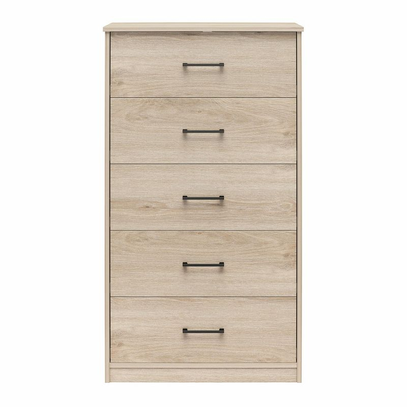 Ameriwood Home BrEZ Build Collection Pearce Tall 5 Drawer Dresser, Light Oak