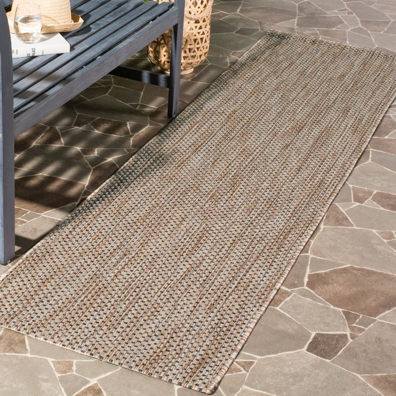 Courtyard CY8521 Power Loomed Indoor/Outdoor Runner Rug - Natural/Black - 2'3"x14' - Safavieh.