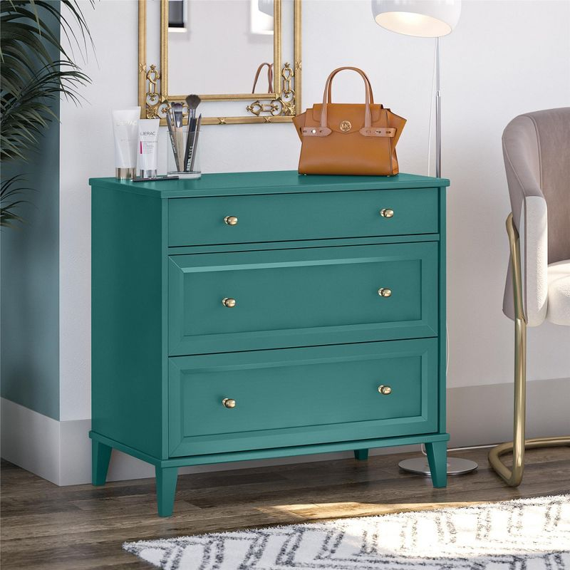 Monticello 2 Drawer Dresser w/ Pull-out Desk, Emerald Green
