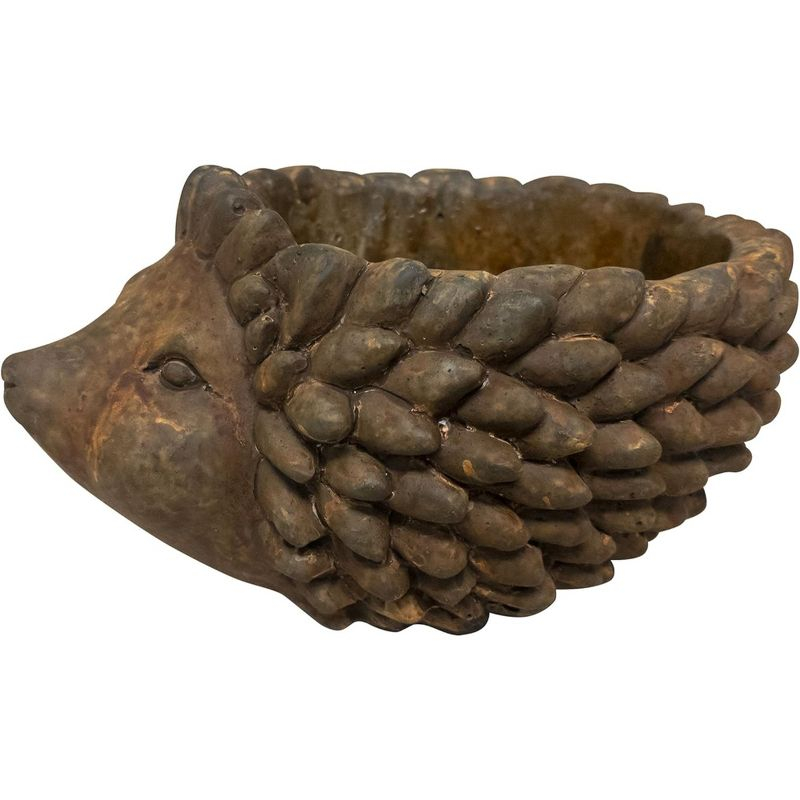 Classic Home and Garden Cement Buddies Indoor/Outdoor Planter with Drainage Hole, Hedgehog, Rust, Large, 7in