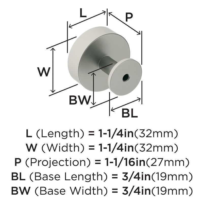 Amerock Radius 1-1/4 inch (32mm) Diameter Satin Nickel Cabinet Knob