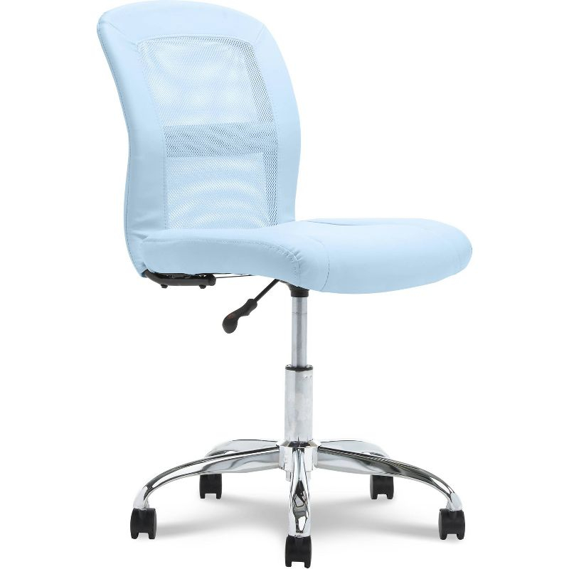 Essentials Computer Chair Blue Sky - Serta: Armless, Adjustable, Faux Leather & Mesh Task Chair