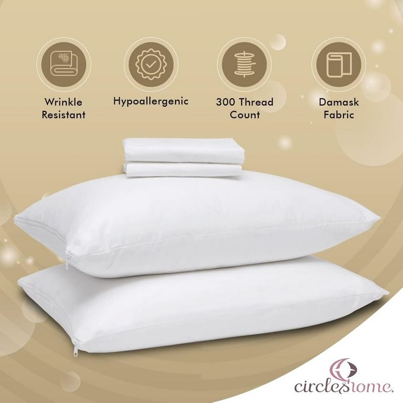 Circles Home White Zippered Pillow Protector - Queen