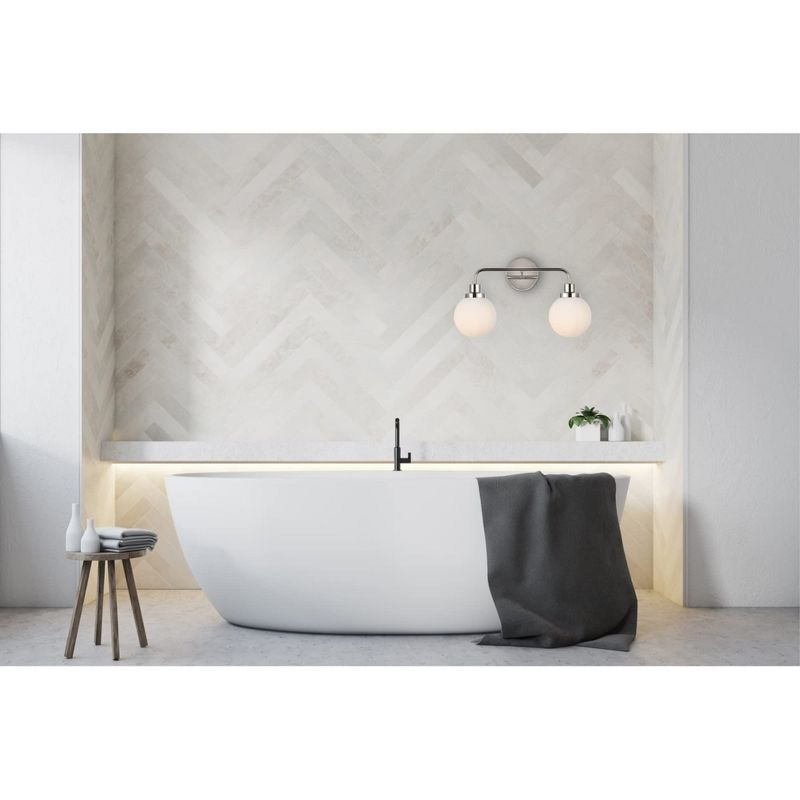 Elegant Lighting Hanson 2 lights bath sconce in polished nickel with frosted shade
