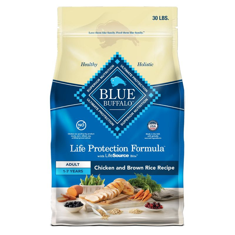 Blue Buffalo Life Protection Formula Natural Adult Dry Dog Food with Chicken and Brown Rice - 30lbs