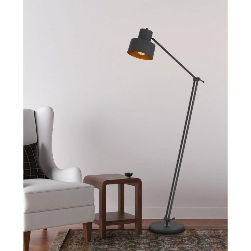 Cal Lighting 60W Davidson metal floor lamp with weighted base, adjustable upper and lower arms. On off socket switch