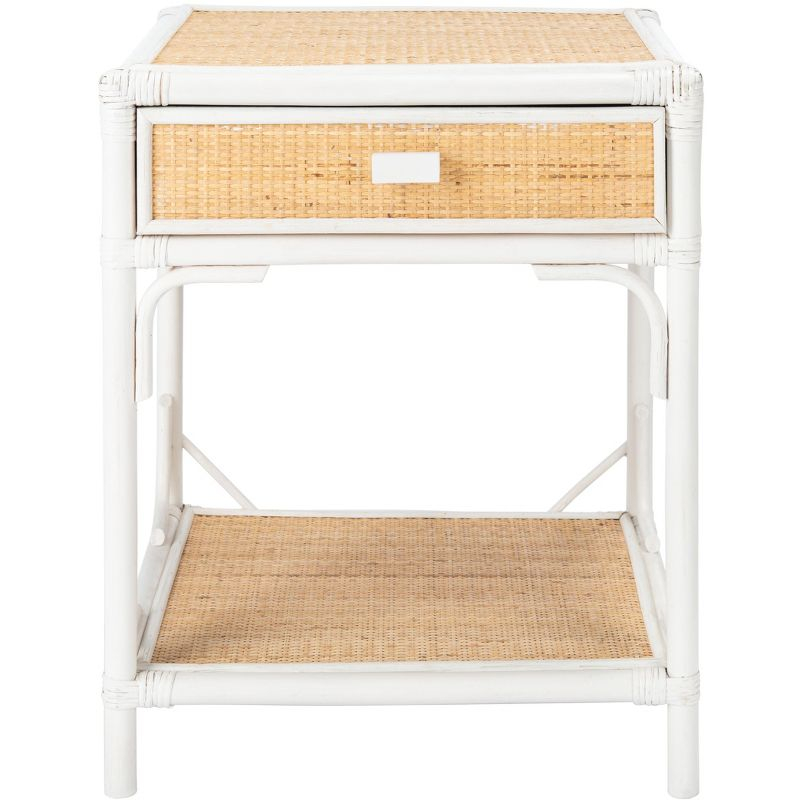 Roya 1 Drawer 1 Shelf Nightstand - NST4005 - White/Natural - Safavieh