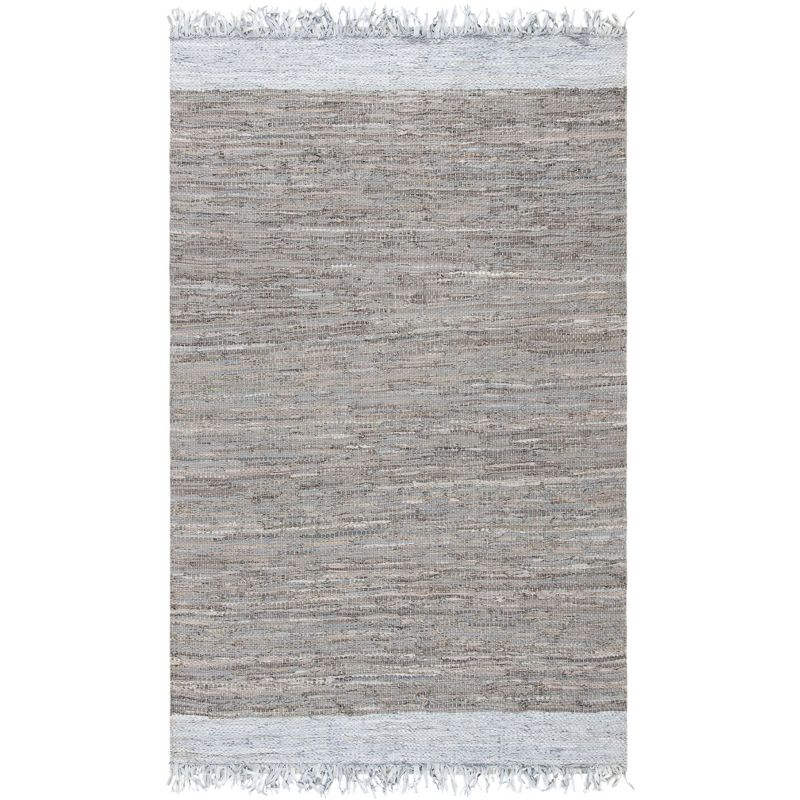 Vintage Leather VTL310 Hand Woven Indoor Area Rug - Light Grey/Taupe - 5'x8' - Safavieh