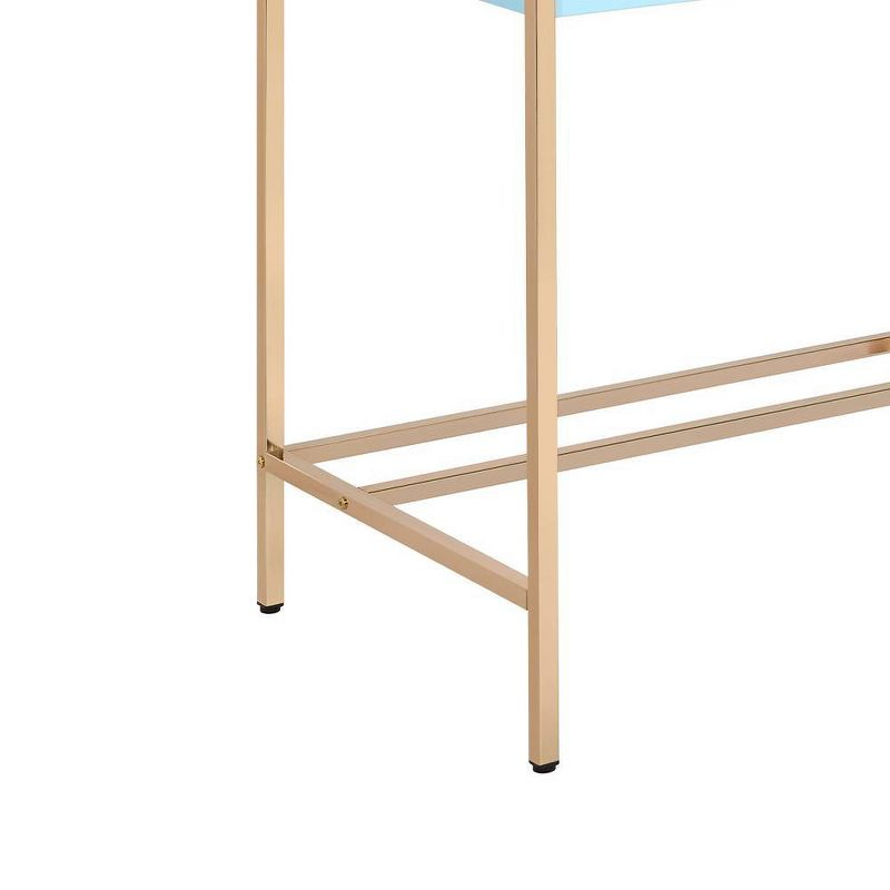 42" Midriaks Writing Desk Baby Blue/Gold Finish - Acme Furniture: Chic Office Furniture with USB Ports