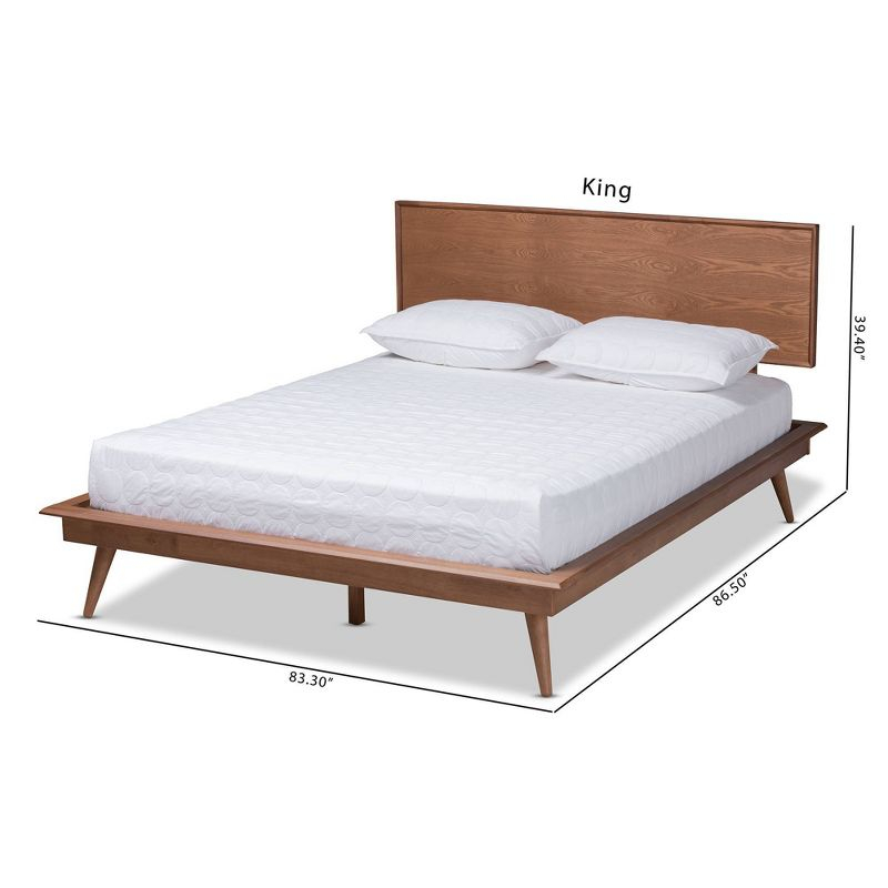 Baxton Studio King Karine Finished Wood Platform Bed Brown: Rubberwood Frame, No Box Spring Needed