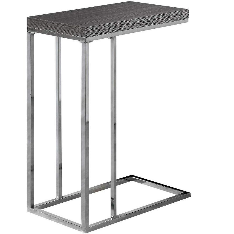 Monarch Specialties Accent Table, C-shaped, End, Side, Snack, Living Room, Bedroom, Grey Laminate, Chrome Metal, Contemporary, Modern