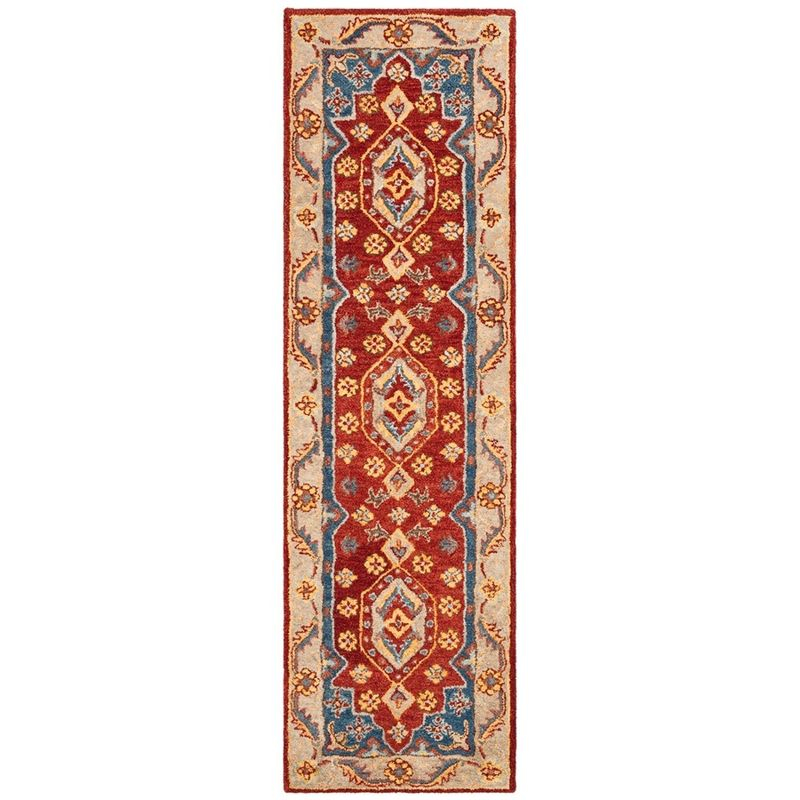 Antiquity AT503 Hand Tufted Runner Rug - Red/Blue - 2'3"x8' - Safavieh.