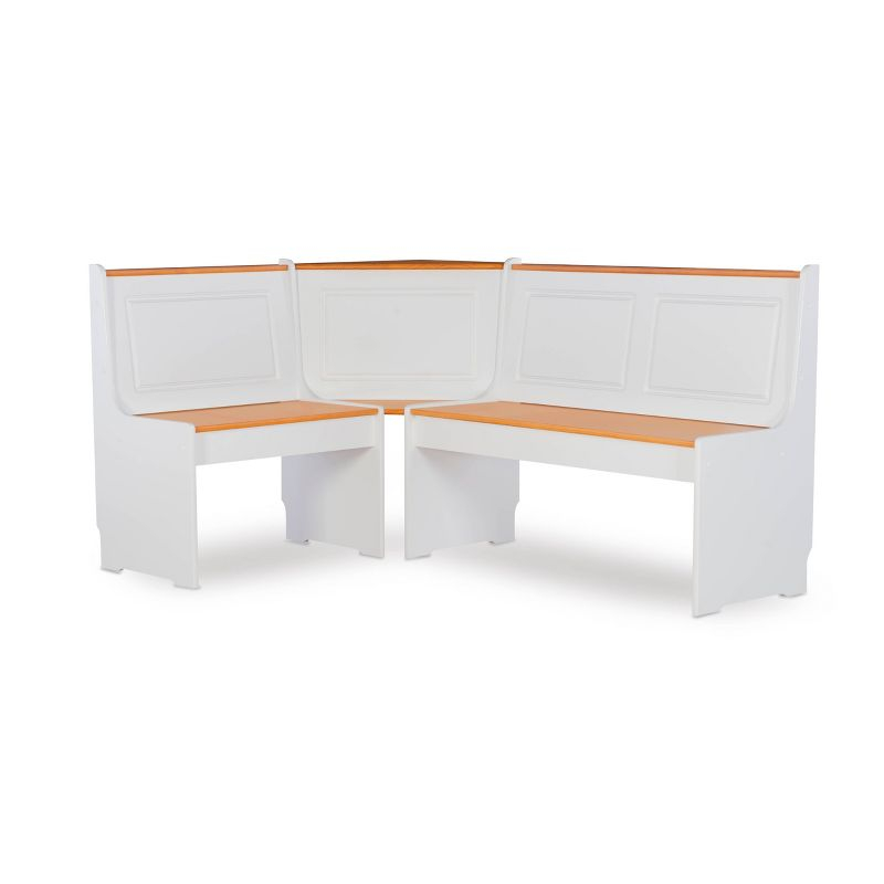 5pc Ardmore Breakfast Storage Corner Nook Dining Set Wood/White/Natural - Linon: Chic Farmhouse Style, Seats 6