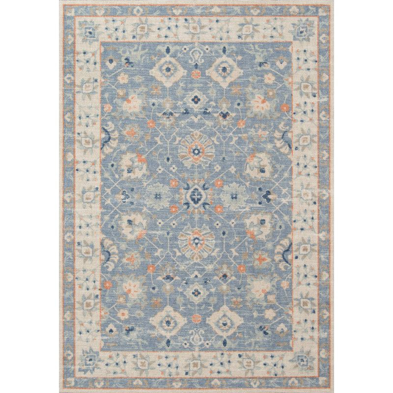Momeni 3'3"x5' Anatolia Mae Medallion Machine Loomed Area Rug Blue: Wool & Nylon, Low Pile, Indoor Classic Rectangle Rug