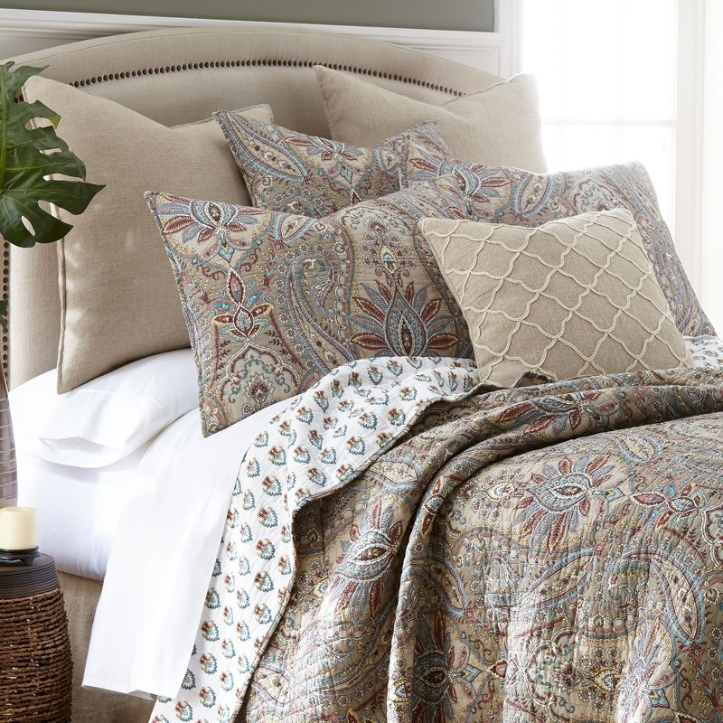 Kasey Paisley Quilt Set - Full/Queen Quilt and Two Standard Shams Brown - Levtex Home