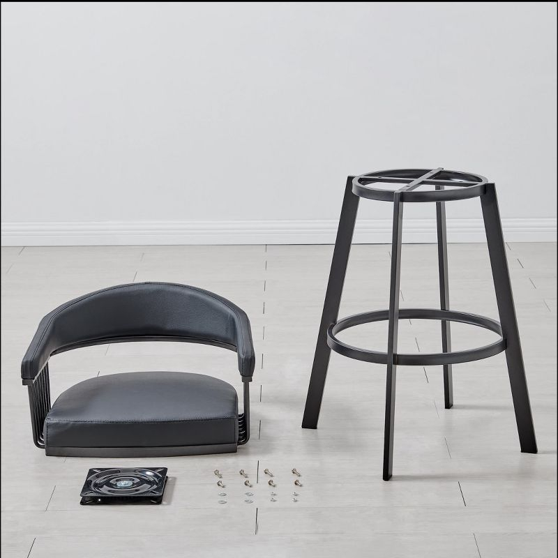 26" Bronson Counter Height Barstool - Armen Living: Swivel, Footrest