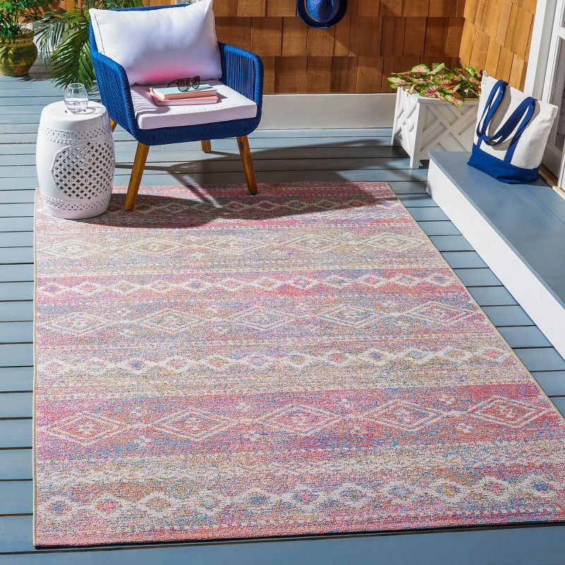 Summer SMR498 Power Loomed Indoor and Outdoor Area Rug - Ivory/Pink - 6'6"x9'4" - Safavieh.