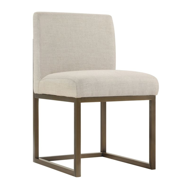 TOV Furniture Haute Linen Chair in Beige and Brass