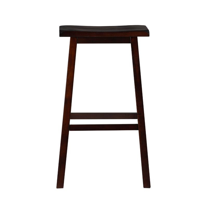30" Saddle Backless Sloping Seat Barstool Wood Brown - Linon: Rubberwood, Footrest, Fixed Height
