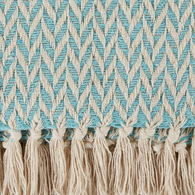 50"x60" Zig-Zag Throw Blanket Aqua - Design Imports: Lightweight Woven Cotton, Machine Washable