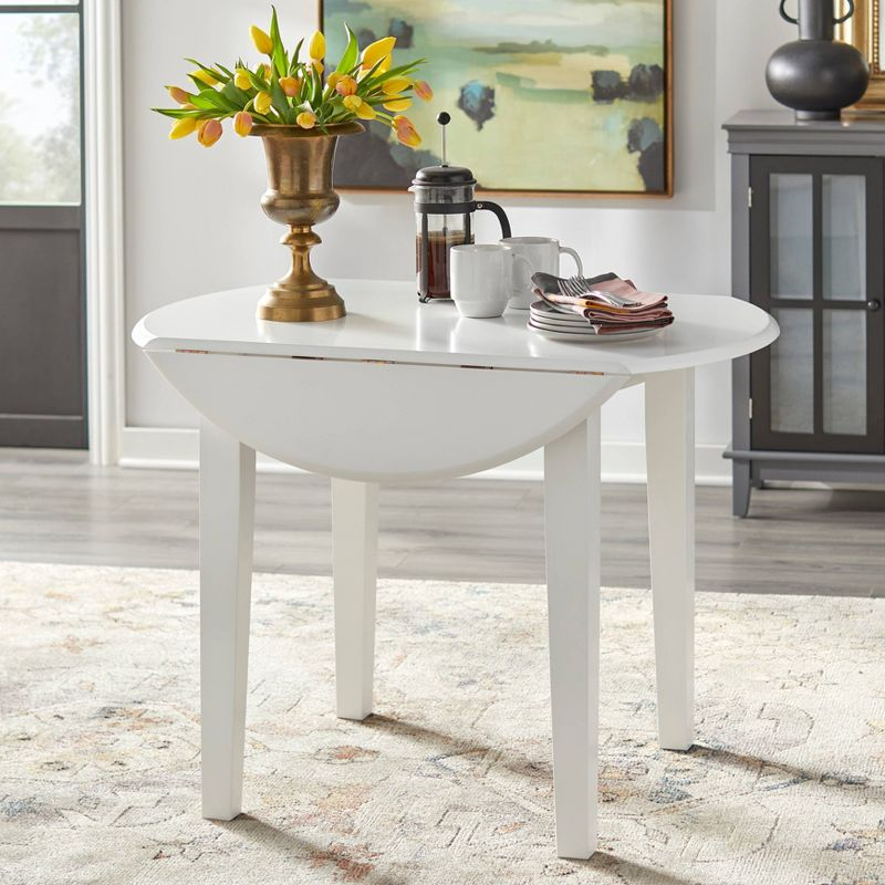 5pc Chadwick Drop Leaf Dining Set with 4 Windsor Chairs White/Red - Buylateral: Solid Rubberwood, Oval Shape