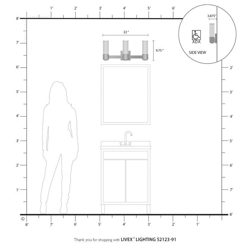 Livex Lighting Weston 3 - Light Vanity in  Brushed Nickel