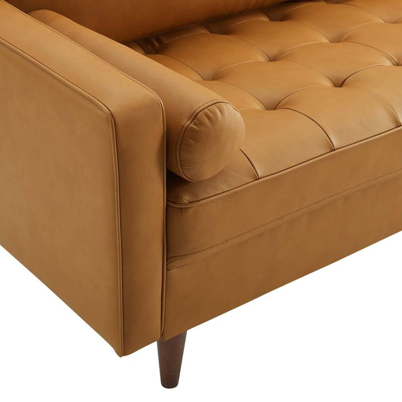 73" Valour Leather Sofa Tan - Modway