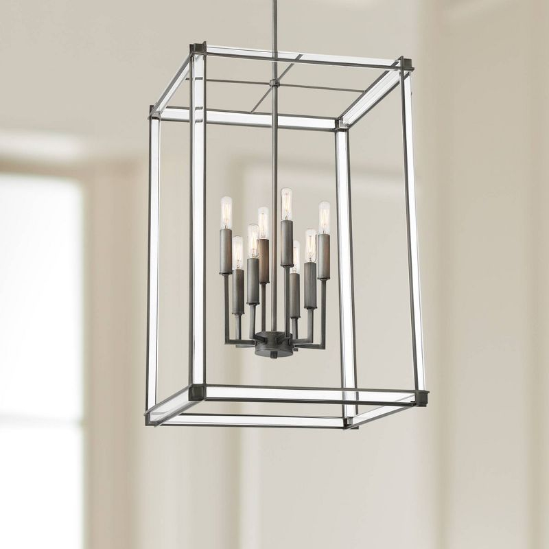 Minka Lavery Antique Nickel Chandelier 18" Wide Industrial Clear Acrylic 8-Light Fixture for Dining Room House Foyer Kitchen Home
