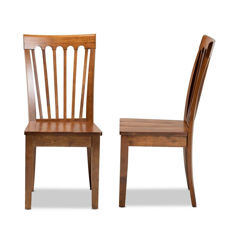 2pc MinetteWood Dining Chair Set Brown - Baxton Studio: Walnut Finish, Upholstered, Armless: Polyester Fabric, Wood Frame