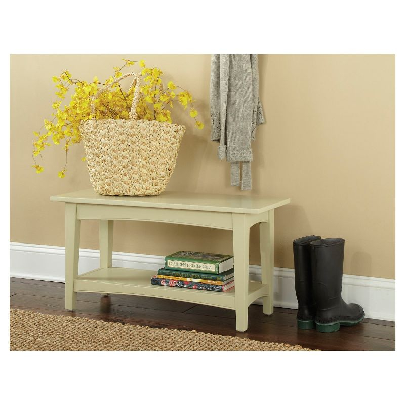 Shaker Cottage Bench with Shelf Sand - Alaterre Furniture: Hardwood Entryway Storage, Unupholstered Hallway Seat