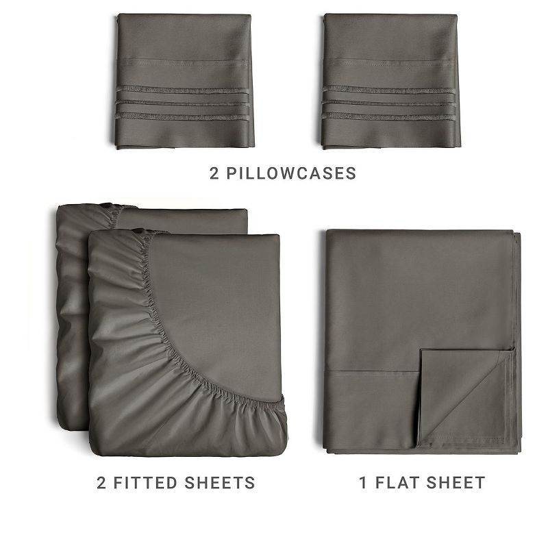 CGK Linens 5 Piece Microfiber Sheet Set in Dark Grey, Size Split King