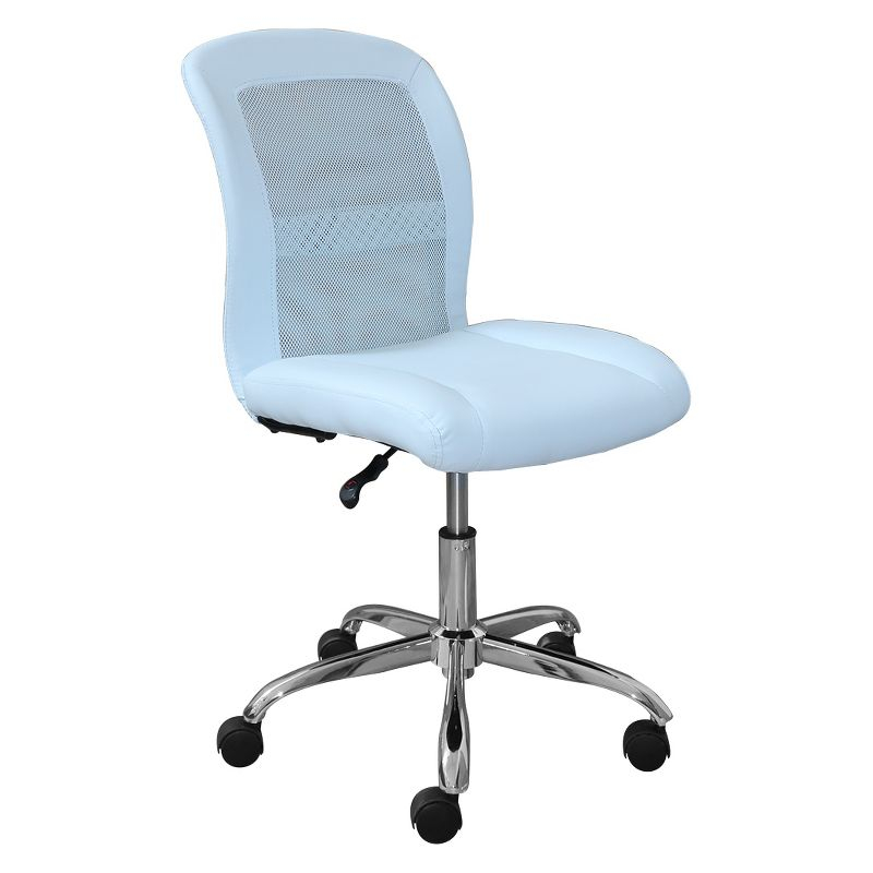 Essentials Computer Chair Blue Sky - Serta: Armless, Adjustable, Faux Leather & Mesh Task Chair
