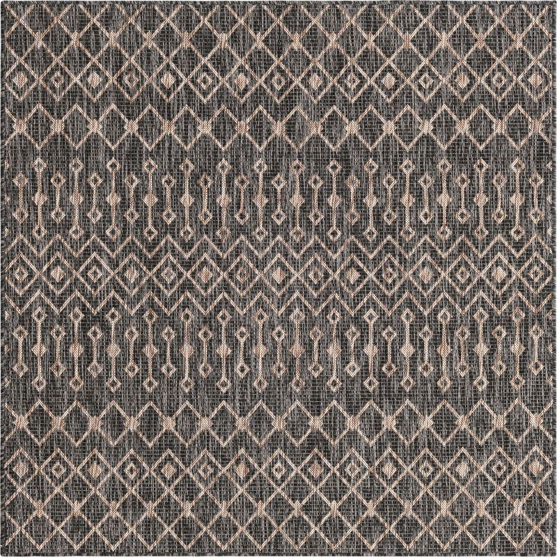 Unique Loom 5' 3 x 5' 3 Square Indoor/Outdoor Trellis Charcoal Gray Area Rug