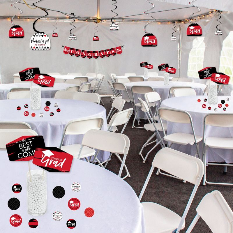 Big Dot of Happiness Red Grad - Best is Yet to Come - Red Graduation Party Supplies Decoration Kit - Decor Galore Party Pack - 51 Pieces