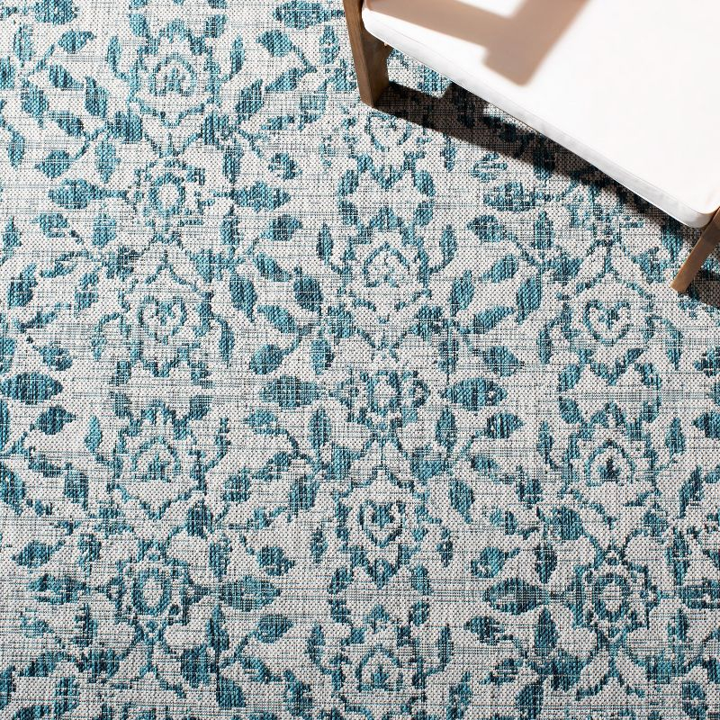 Courtyard CY8955 Power Loomed Indoor/Outdoor Area Rug - Grey/Blue - 6'7"x6'7" - Safavieh.