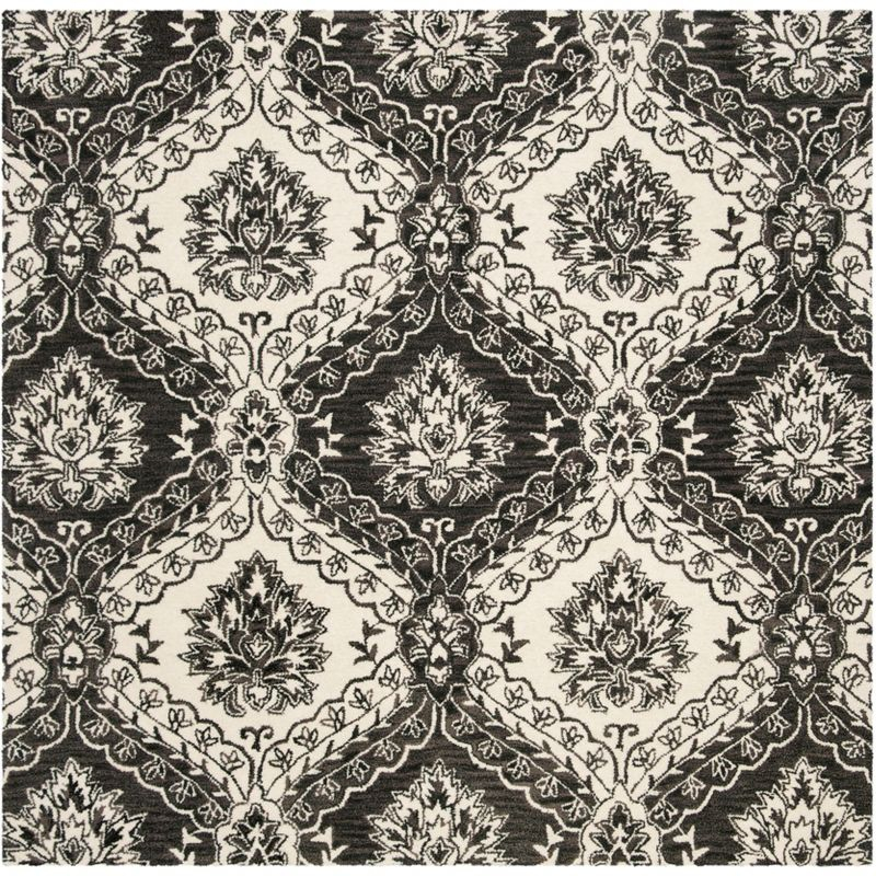 Blossom BLM601 Hand Tufted Area Rug - Charcoal/Ivory - 6'x6' - Safavieh.