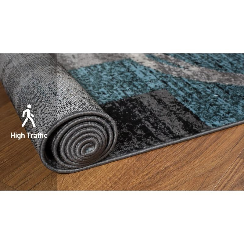World Rug Gallery Abstract Circle Area Rug - GRAY 2'7"x10'